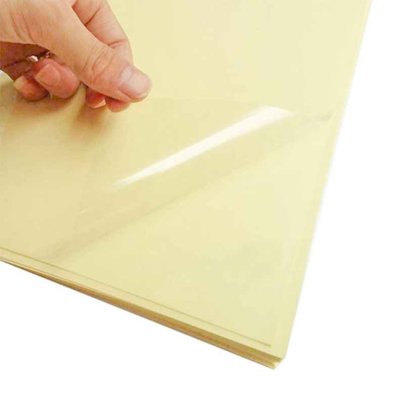 adesivo UV de filme transparente PET 50um com forro de glassine branco