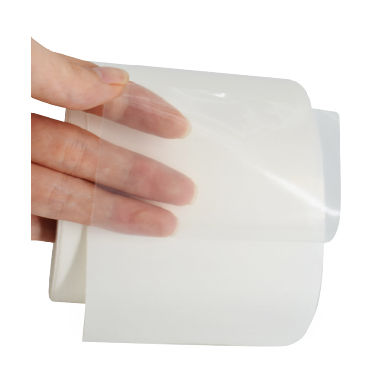 Filme PET transparente 36um / cola removível / forro de glassine branco 60g